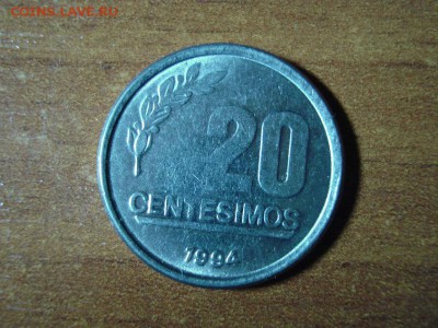 Уругвай 20 сентимос 1994г. до 05.02.15 - Уругвай 20 сентимос 1994.JPG