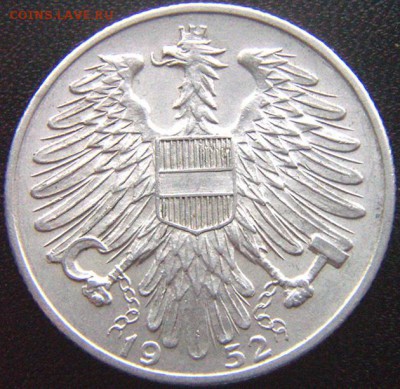 Австрия_5 шиллингов 1952. Отличное качество; до 31.01_22.38м - 9175