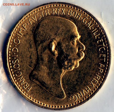 Австрия. Ф.Иосиф I. 10 корон 1909г Золото 3,38г до6.02в22.00 - CoinsWorldSUperCollection118