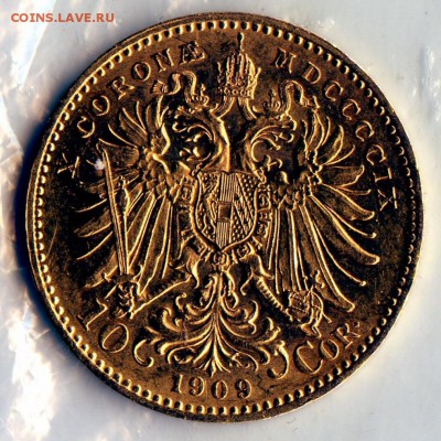 Австрия. Ф.Иосиф I. 10 корон 1909г Золото 3,38г до6.02в22.00 - CoinsWorldSUperCollection121