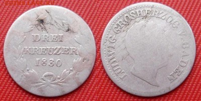 Германия. 3 крейцера 1830 Баден. - 5