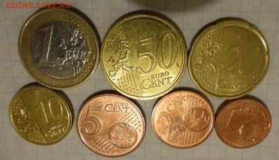 Подборка евро-монет Латвии, 7 монет, 0.01-1 евро, до 4.02 - 4