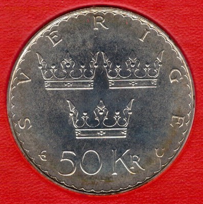 Ag ШВЕЦИЯ 50 КРОН 1975 КОНСТИТУЦИЯ ДО 05.02-22Ч (А689) - 5-шв1