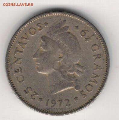 Доминиканская р-ка 25 сентаво 1972 до 09.02 в 22.00 (А677) - 4-д25с72а