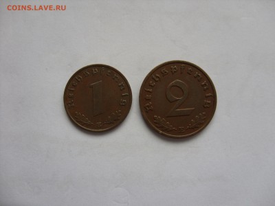 1 пфенниг 1938 E и 2 пфеннига 1939 E. Германия. - 1 и 2 пф бронза - 1.JPG