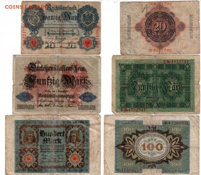 ГЕРМАНИЯ, 20+50+100 марок (1914-20), до 12.02 @ 22:00 - banknote_1999
