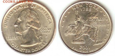 США- 25 центов-2001г- NEW YORK-P, до 21.00 мск 14.02.2015 - США- 25 центов-2001г-NEW YORK-P