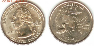 США- 25 центов-2002г-LOUISIANA-P, до 21.00 мск 14.02.2015 - США- 25 центов-2002г-LOUISIANA-P