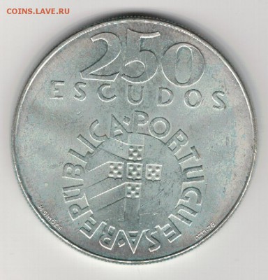 Ag ПОРТУГАЛИЯ 250 ЭСКУДО 1976 РЕВОЛЮЦИЯ 12.02 В 22.00 (А757) - 5-п250а