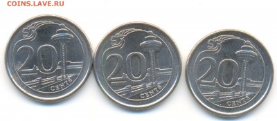 20центов Сингапура 3шт до 14.02.15 в 21:00 по Мск - Изображение