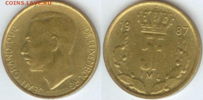 С 1 рубля- Люксембург 5 франков 1987 -до 21.00 мск 15.02.15 - Люксембург 5 франков 1987