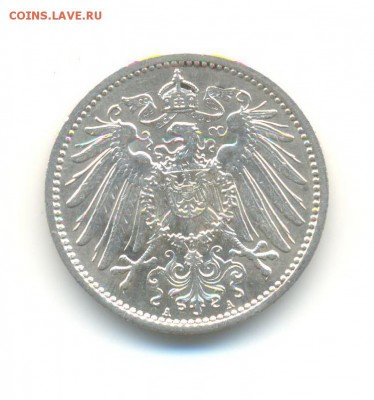 Ag. Германия 1 марка 1915 А. AU. до 12.02 22:00 - 7