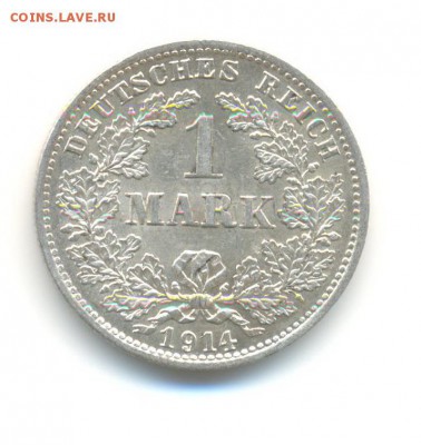 Ag. Германия 1 марка 1914 D. UNC. до 12.02 22:00 - 8