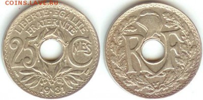 Франция 25 сантим 1931 до 21.00 мск 16.02.2015 - Франция-25 сантимов 1931г