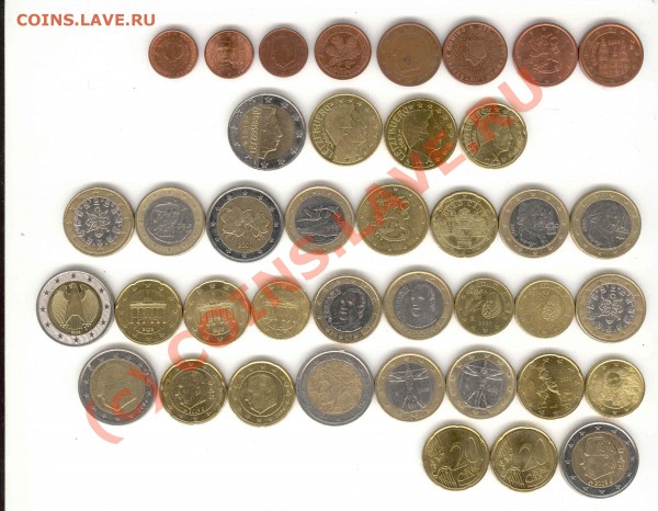продам евромонеты 11 стран - евро всё