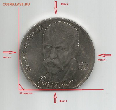 Брак "край листа" на монете 1 рубль СССР Янис Райнис - Coin 004
