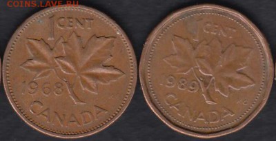 Канада 1 цент 1968 и 1989 до 15.02.2015 21-00 - Канада 1 цент 2 шт. а