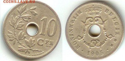 1905 год -Бельгия 10 сантим . до 21.00 мск 22.01.2015 - Бельгия 10 сантимов 1905