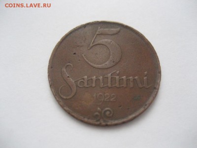 Латвия. 50 сантими, 5 сантими 1922 год - монеты 956