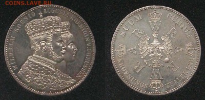 Талер Пруссия 1861 Коронация XF+ до 19.02 22.10 по МСК - Талер Пруссия 1861 Коронация