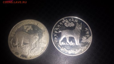 3 рубля 1995 Рысь и 3 рубля 1996 Тигр на оценку - 20150217_212551
