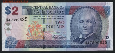 Барбадос 2$ 2007г.UNC. до 22-00 мск 23.02.15 г. - Барбадос 2д 2007 аверс