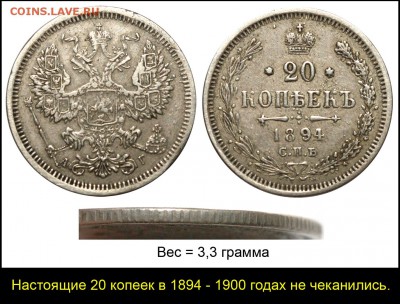 Монеты, которых не было - 20 копеек 1894