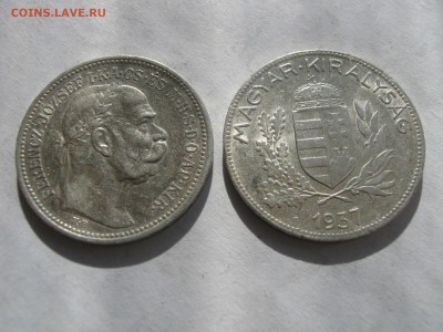 ВЕНГРИЯ 1 корона 1916 + 1 пенго 1937. СЕРЕБРО. - 027.JPG