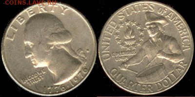 США-25 центов-D- 1976-Барабанщик, до 21.00 мск 28.02.2015 - США-25 центов-D- Барабанщик