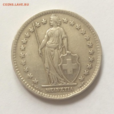 2 франка 1946 г. Швейцария до 25.02.2015 22:00 - image