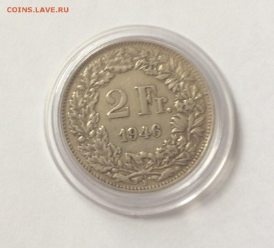 2 франка 1946 г. Швейцария до 25.02.2015 22:00 - image