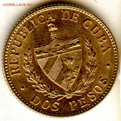 Куба 1916г 2 песо. ЗОЛОТО 900. 3,34гр до 28.02.15 в 21.30 - CoinsWorldSUperCollection188