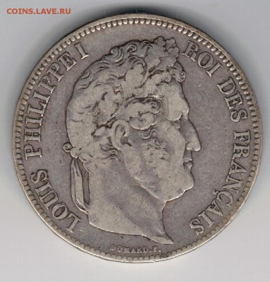 Ag ФРАНЦИЯ 5 ФРАНКОВ 1834 ДО 26.02.15 ДО 22.00МСК (А779) - 5-ф