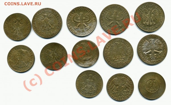оцените 10 польских злотых разных годов - злот1