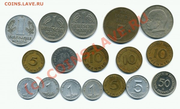 оцените немецкие монеты разных годов и номиналов - нем