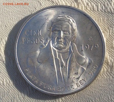 100 песо 1979 Мексика крупное серебро до 28.02.2015 22:00 - image