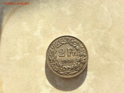 2 франка 1946 г. Швейцария до 25.02.2015 22:00 - image