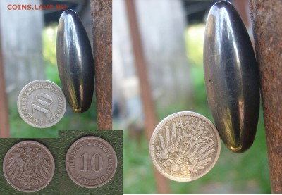 10 пфеннигов 1903А магнит - 10 Pf 1903-4