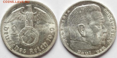 5 RM 1934 Е                        (кирха без даты) - оценка - 2 RM 1939 G.JPG