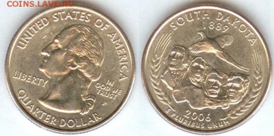 США- 25 центов-2006 -SOUTH DAKOTA-P, до 21.00мск 09.03.2015 - США- 25 центов-2006 -SOUTH DAKOTA-P
