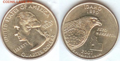 США- 25 центов-2007- IDANO-D, до 21.00мск 09.03.2015 - США- 25 центов-2007- IDAHO-D