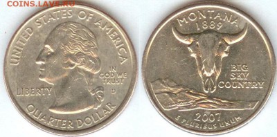 США- 25 центов-2007- MONTANA-D, до 21.00мск 09.03.2015 - США- 25 центов-2007- MONTANA-D