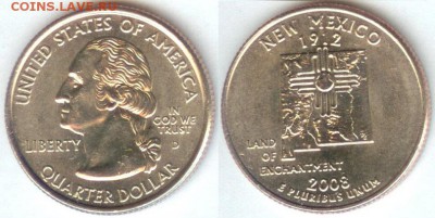 США- 25 центов-2008- NEW MEXIKO-D, до 21.00мск 09.03.2015 - США- 25 центов-2008- NEW MEXIKO-D
