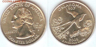 США- 25 центов-2008- OKLAHOMA-P, до 21.00мск 09.03.2015 - США- 25 центов-2008- OKLAHOMA-P