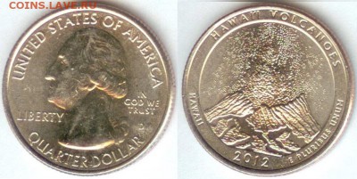 США- 25 центов-2012-HAWAII VOLCANOES-D, до 21.00мск09.03.15 - США- 25 центов-2012-HAWAII VOLCANOES-D
