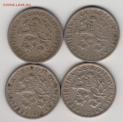 ЧСР крона 1922-29 (4шт) до 09.03.15 в 22.00мск (А814) - 4-чсср1к