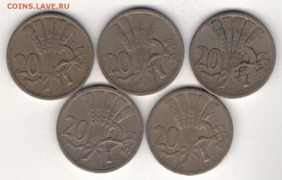 ЧСР 20 геллеров 1921-28 (5шт) до 09.03.15 в 22.00мск (А814) - 4-чсср20г1