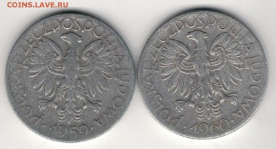 ПОЛЬША 5 ЗЛОТЫХ 1959-60 (2ШТ) ДО 12.03.15 В 22.00МСК (А809) - 4-п5з