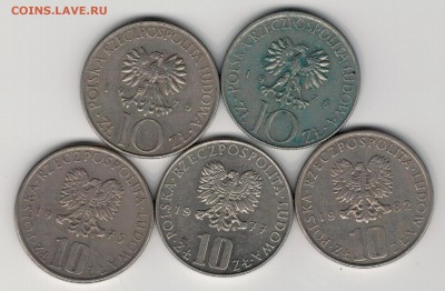 ПОЛЬША 10 ЗЛОТЫХ 1975-82 (5ШТ) ДО 12.03.15 В 22.00МСК (А809) - 4-п10з1