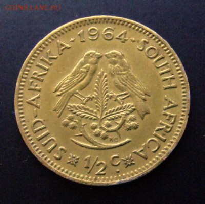 4 - ЮАР 0,5 цента (1964) «Птицы; исследователь Ян ванн Рибек» Р